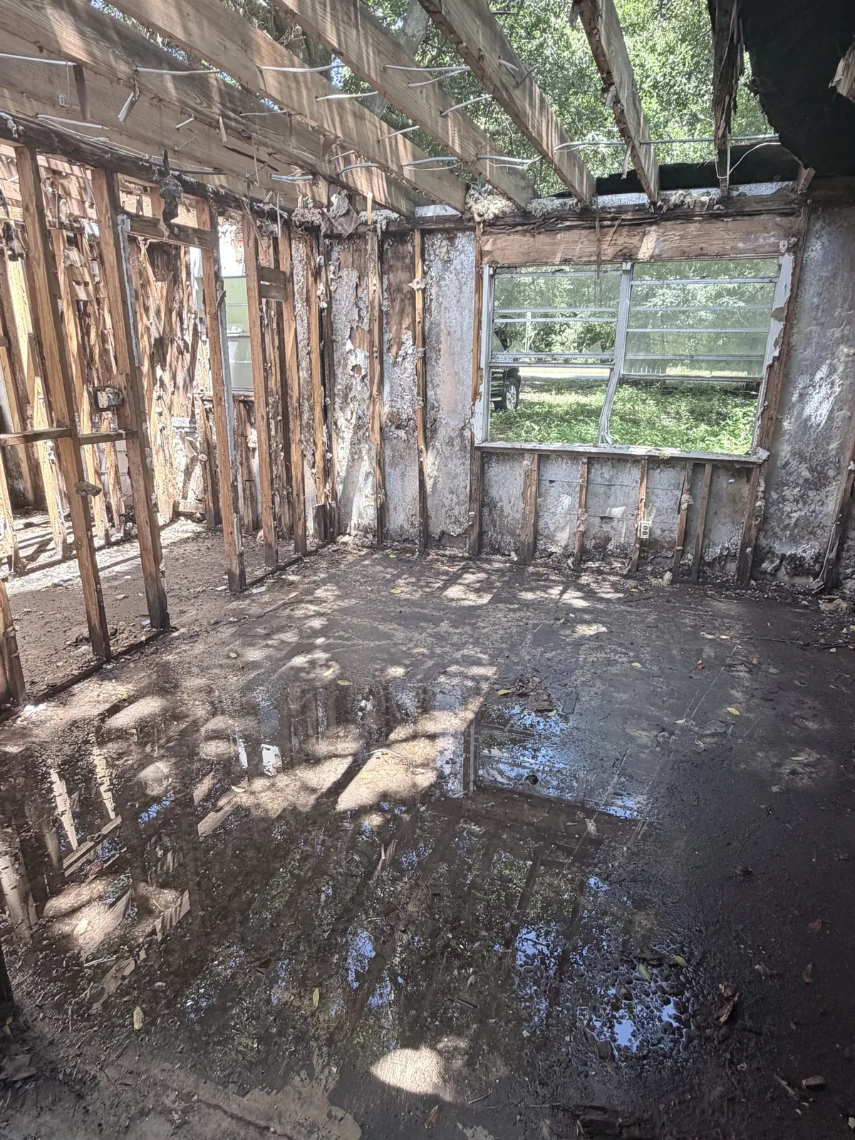 Damaged material removed during demolition