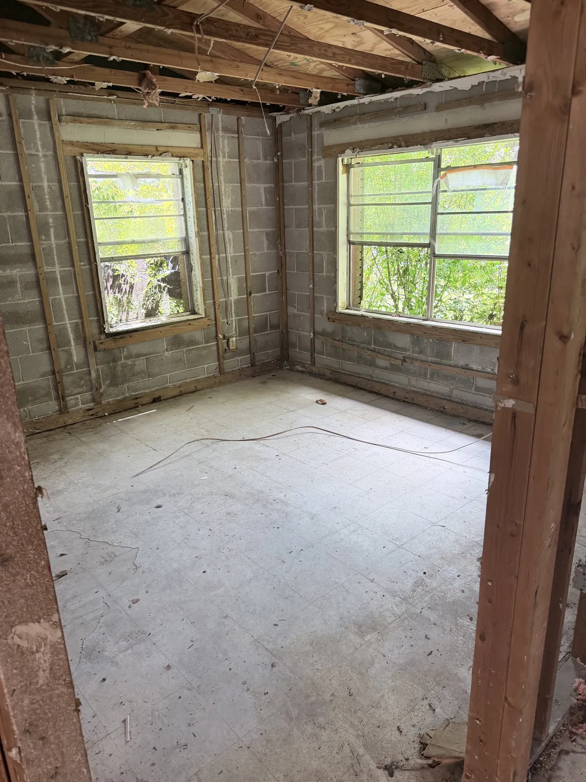 Cleared room after demolition