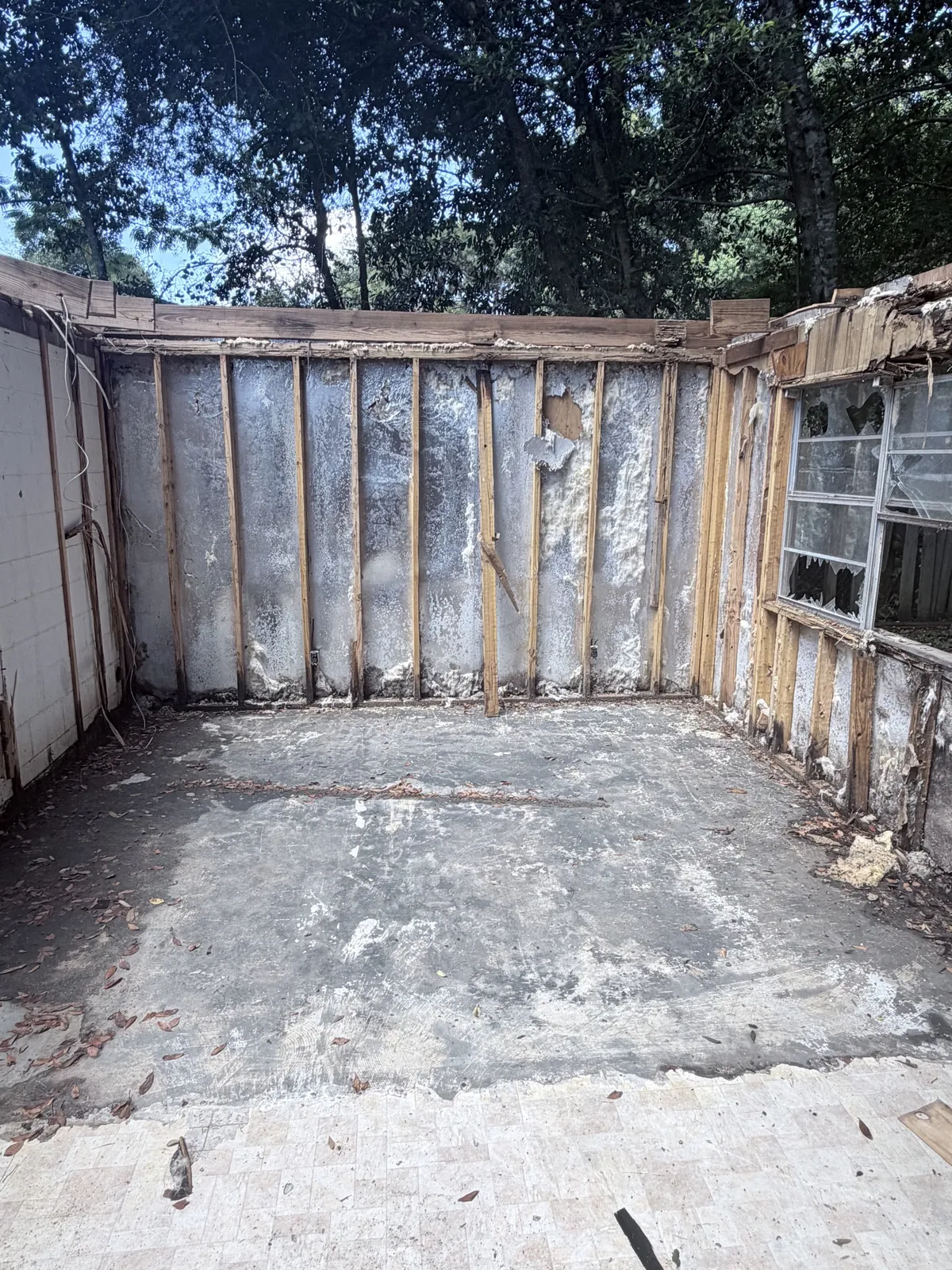 Clean concrete floor after debris removal