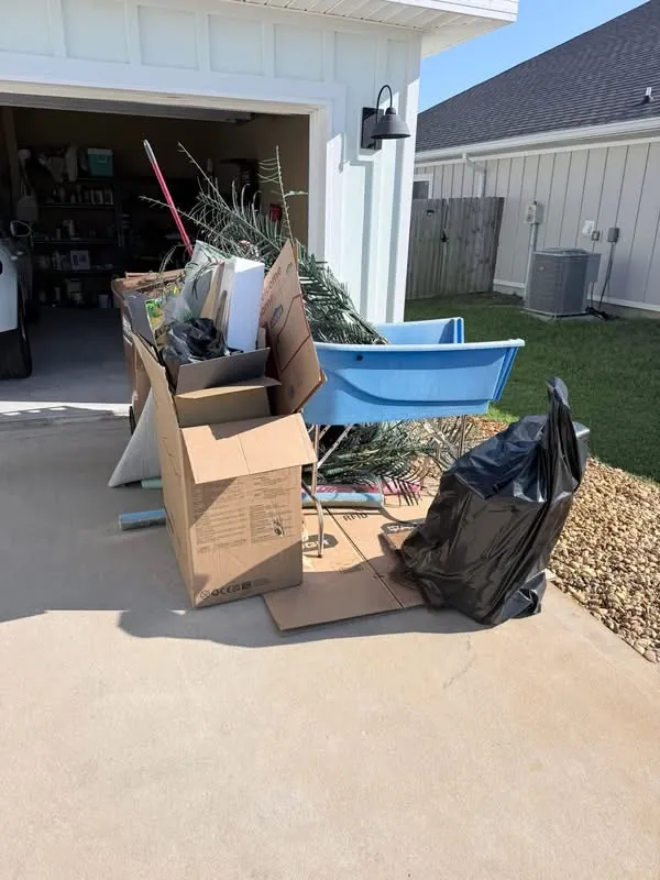 Items staged for curbside junk pickup