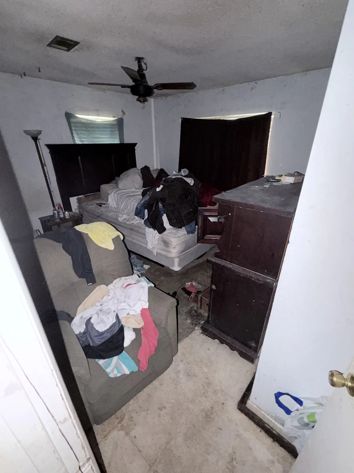 Bedroom prepared for property cleanout